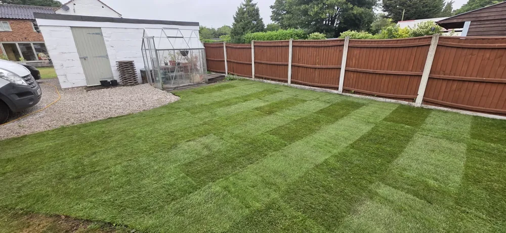 New lawn laid in a Norfolk garden